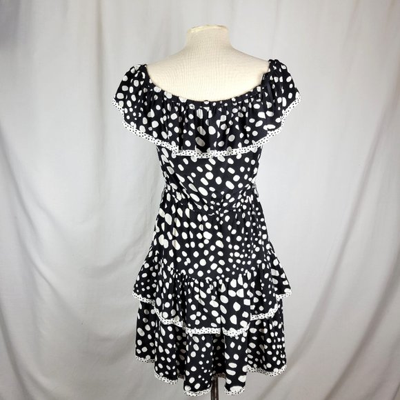MARC JACOBS Black and White Polka Dot Ruffled Silk Dress - Size 4 - Picture 4 of 10